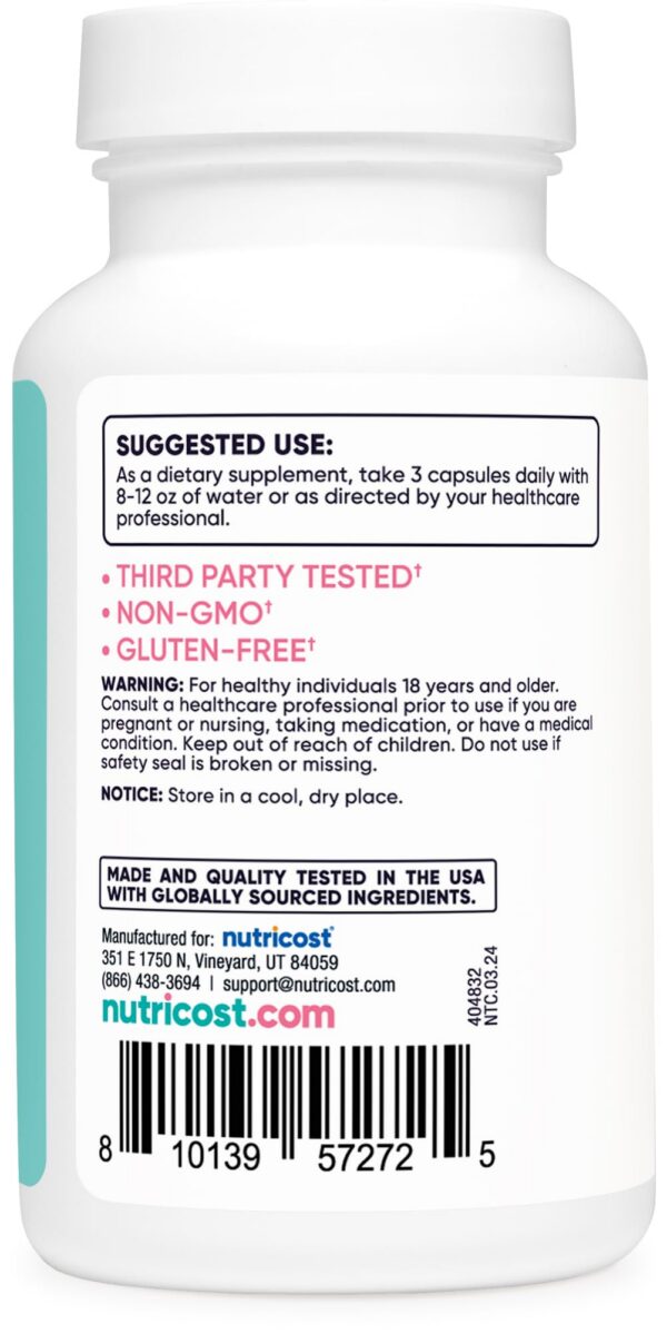 Vista lateral botella Nutricost D-manosa