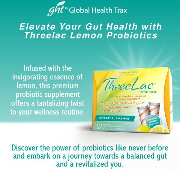 Version 1.0.0 Vista lateral caja mezcla bebida probiótica ThreeLac limón