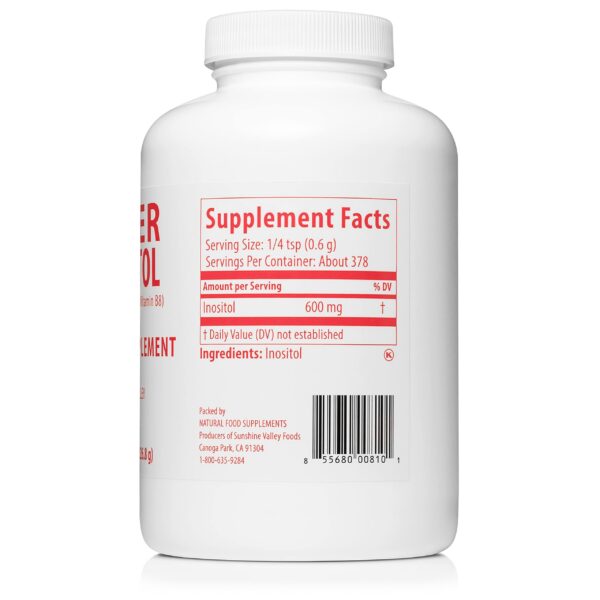 Vista lateral caja suplemento Sunshine Valley Super Inositol