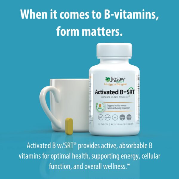 Vista lateral empaque Jigsaw Activated B salud nerviosa