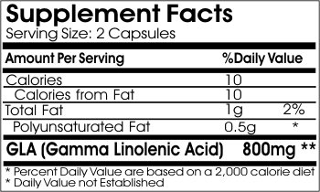 Vista lateral del envase GLA 800 mg cápsulas Naturetition Supplements