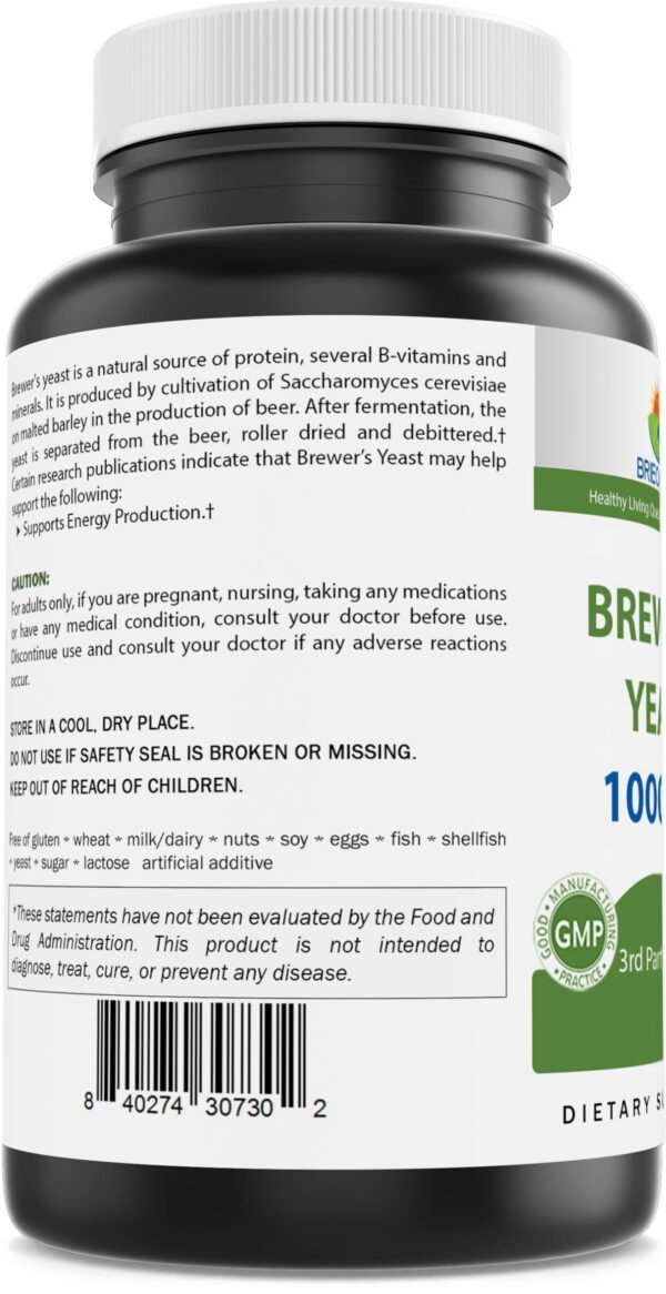 Vista lateral de envase levadura de cerveza Brieofood 240 tabletas