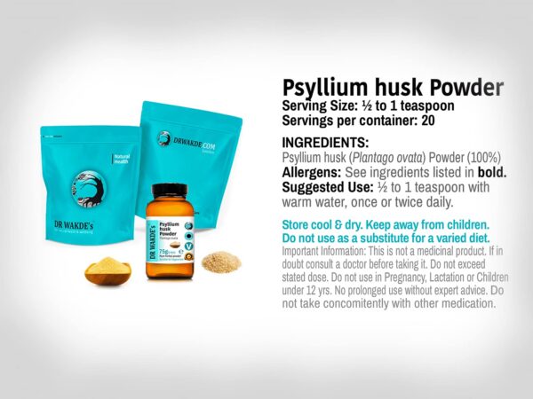 Vista lateral envase Psyllium DR WAKDE'S 100g