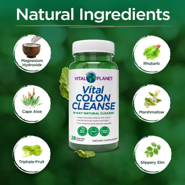 Vista lateral envase Vital Colon Cleanse