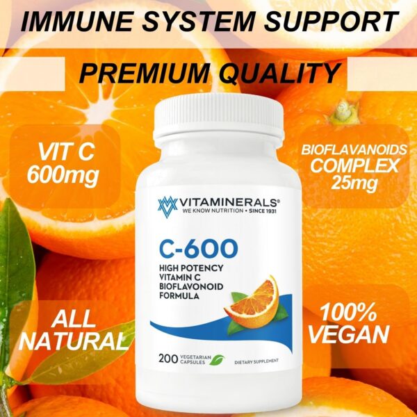 Vista lateral envase Vitaminerals Vitamina C 600 mg