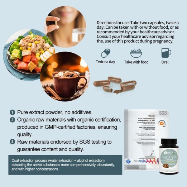 Vista lateral del frasco cápsulas hongos chaga WL Herbal Treasure