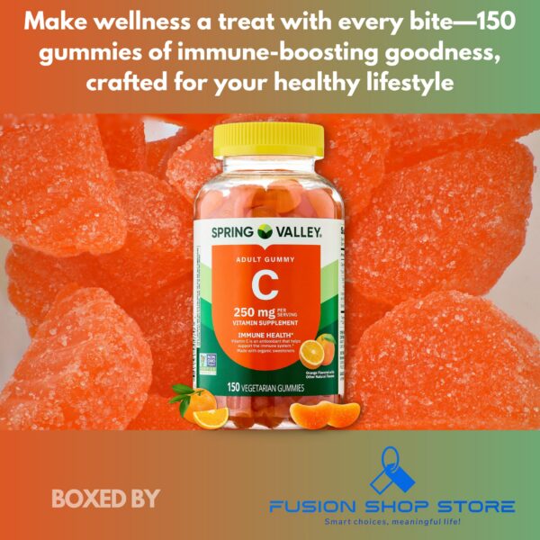 Vista lateral del frasco de gomitas vitamina C