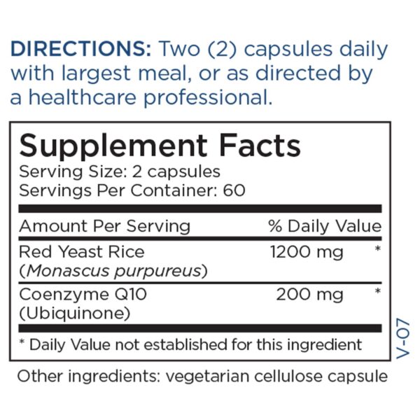 Vista lateral frasco Metabolic Maintenance arroz rojo CoQ10