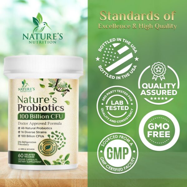 Version 1.0.0 Vista lateral frasco Nature's Nutrition probióticos