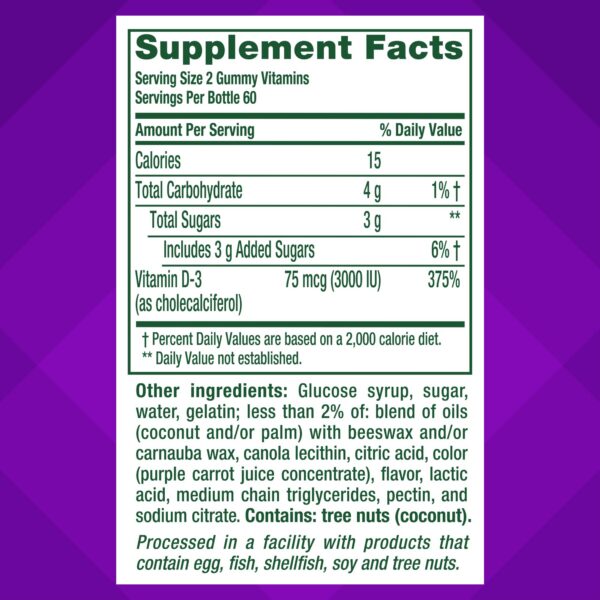 Vista lateral frasco vitafusion gominolas vitamina D3