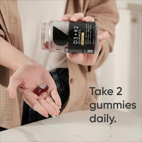 Vista lateral gomitas D3 y K2 veganas Sports Research