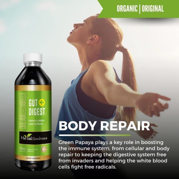 Vista lateral botella Herbal Goodness Gut Digest suplemento digestivo