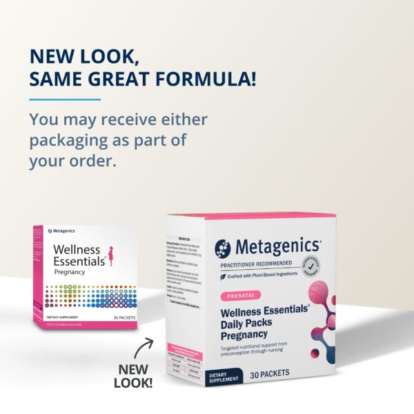 Vista lateral producto Metagenics prenatal wellness pregnancy