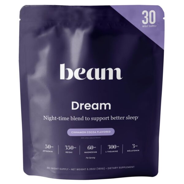 Vista lateral paquete Dream Sleep y Beam Creatina
