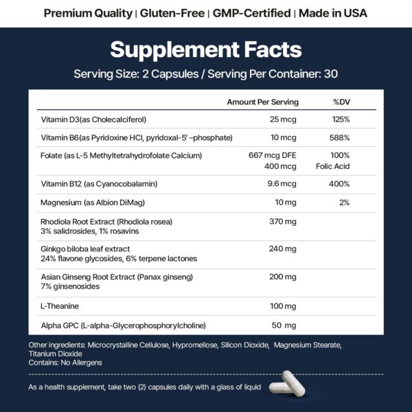 Vista lateral frasco Prime Brain suplemento para enfoque y memoria