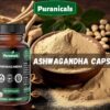 Vista lateral del frasco Puranicals Ashwagandha sin gluten
