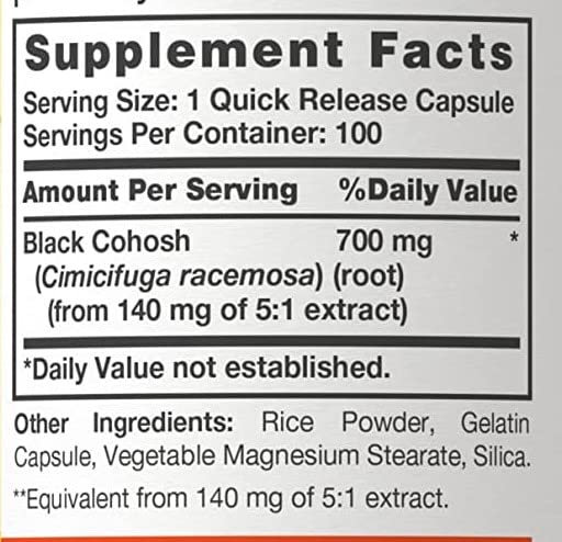 Version 1.0.0 Vista lateral del suplemento Black Cohosh Sundance