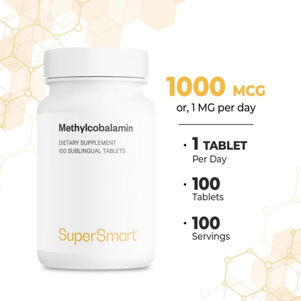 Vista lateral suplemento Supersmart metilcobalamina B12 1000mcg
