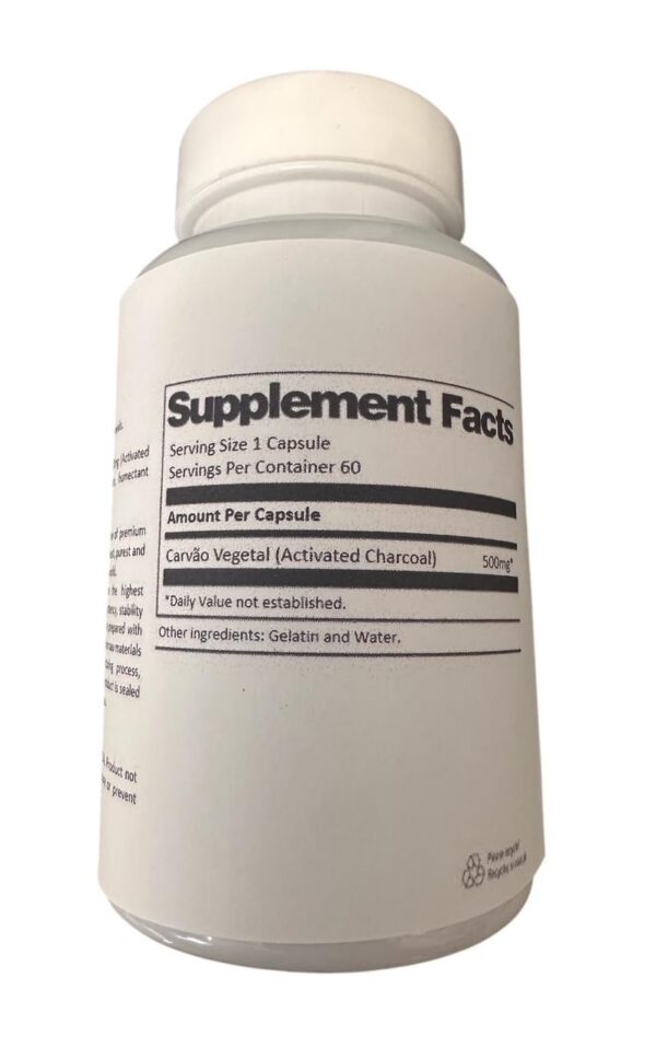 Vista posterior Bionutri carbón activado cápsulas 500 mg