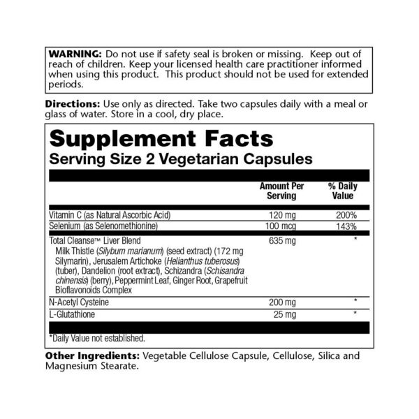 Vista superior del envase Total Cleanse Liver Solaray 60 cápsulas