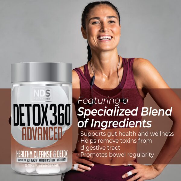 Vista trasera envase Detox 360 Advanced 60 caps