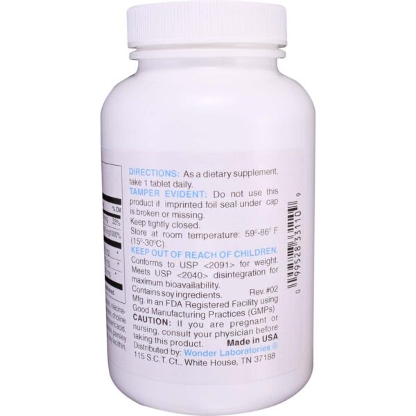 Vista trasera del envase de Wonder Labs B-Complex