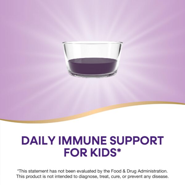 Vista trasera del frasco de jarabe inmunológico para niños