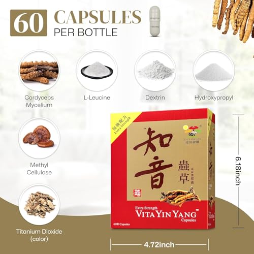 Vista del paquete con ingredientes naturales de Vita Green Yin Yang Cordyceps