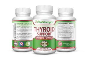 Frasco de VitaStrength Thyroid Support con cápsulas
