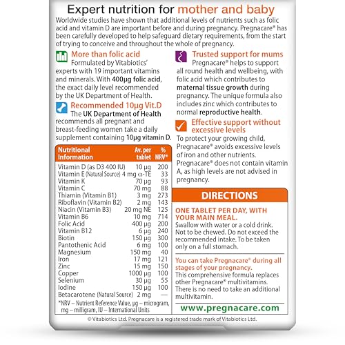 Paquete Vitabiotics Pregnacare 90 tabletas originales