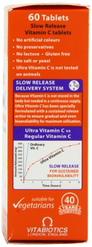 Vitabiotics Ultra Vitamina C tabletas y envase lateral