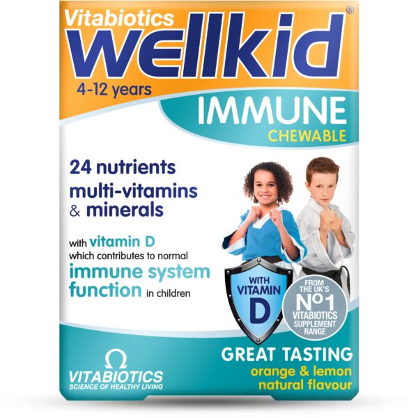 Vitabiotics Wellkid Immune masticable tableta naranja