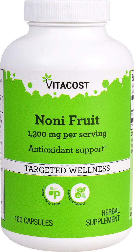 Vitacost cápsulas fruta noni 1300 mg frasco frontal