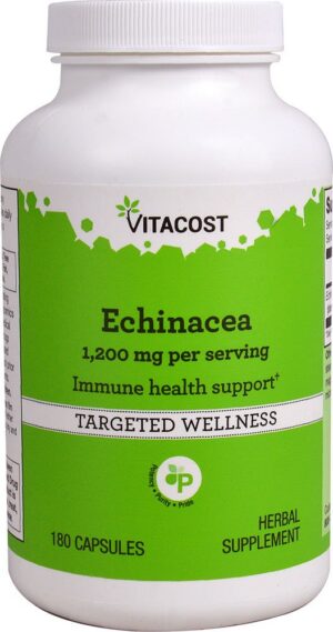 Botella de Vitacost Equinácea 1200 mg 180 cápsulas para sistema inmune