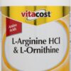 Frasco de Vitacost L-arginina HCl y L-ornitina, 300 cápsulas
