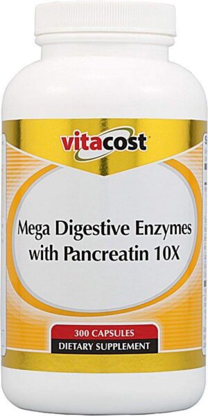 Vitacost Mega Digestive Enzymes con Pancreatina 10X
