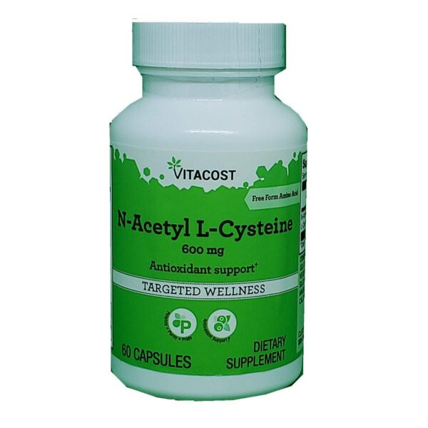Frente de Vitacost NAC 600 mg en cápsulas