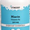 Frente del frasco Vitacost Niacina 500 mg 300 cápsulas