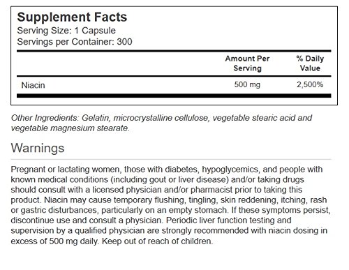 Etiqueta del producto Vitacost Niacina 500 mg