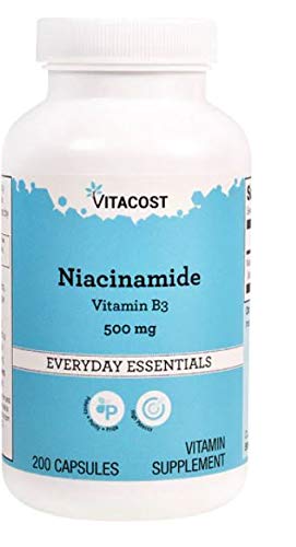 Version 1.0.0 Vitacost Niacinamide 500 mg cápsulas etiqueta frontal