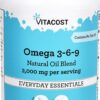 Frasco de Vitacost Omega 3-6-9 Mezcla de Aceites Naturales 300 Softgels