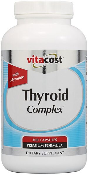 Frasco de Vitacost Thyroid Complex con L-Tirosina, 300 cápsulas
