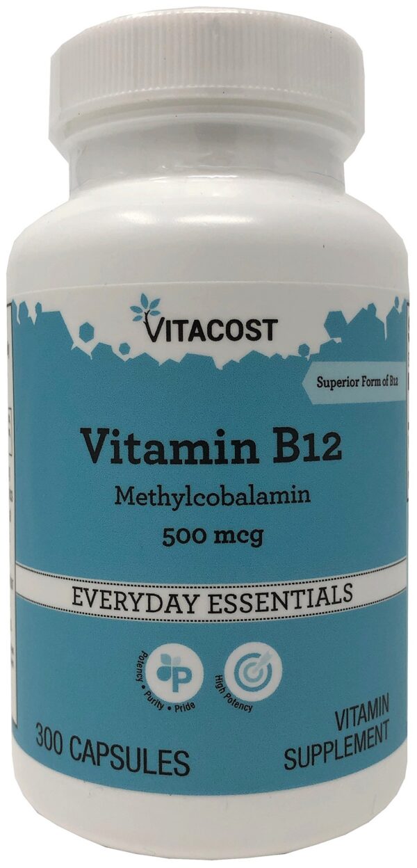 Version 1.0.0 Vitacost B12 methylcobalamin cápsulas frontal