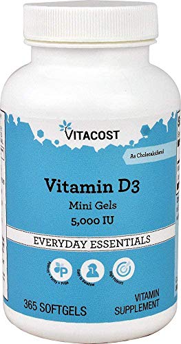 Vitacost suplemento Vitamina D3 5000 UI 365 softgels mini geles