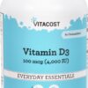 Vitacost Vitamina D3 cápsulas frente