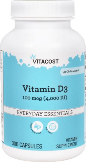 Vitacost Vitamina D3 cápsulas frente