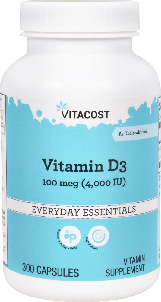 Vitacost Vitamina D3 cápsulas frente
