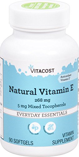 Vitacost vitamina E natural 268 mg 90 cápsulas blandas botella