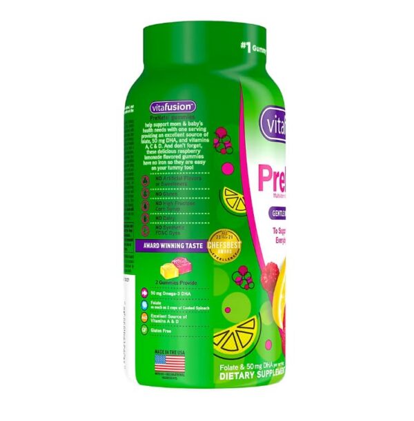 Vitafusion vitaminas prenatales gomitas etiqueta nutricional ingredientes