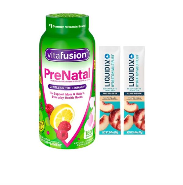 Vitafusion vitaminas prenatales gomitas frambuesa limonada envase frontal